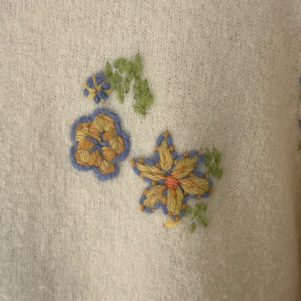 White Stag Cream Button-Front Floral Embroidered Cardigan - Picture 2 of 5